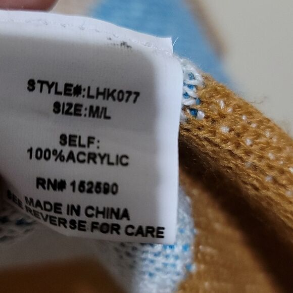 Love and Harmony Blue Brown Multicolored Cardigan Open Front Sweater Sz M/L - Picture 8 of 9